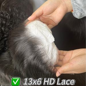 Perruque frontale en dentelle de cheveux humains HD 13x6, ondulations profondes, 30 pouces, en promotion, lisses, ondulées, bouclées effet mouillé - Product Image 2