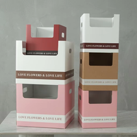 Boîte de transport pliable en carton écologique prête à être expédiée avec poignée, emballage robuste pour fleuristes, pour plantes en pot