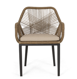 Conjunto de Muebles de Jardín Modernos Apilables con Estructura de Madera y Cuerda, 2 Sillas - Cómodas y Portátiles para Balcón, Patio o Restaurante - Product Image 4