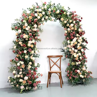 Arche de fleurs artificielles jaunes de 8 pieds, fleurs artificielles réalistes, arche florale en métal, décoration de fond, chemin de table, arche de mariage, fond de fête