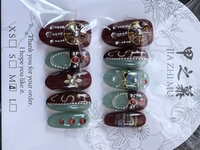 Uñas Postizas JIAZHIMU Hechas a Mano, Forma Ataúd, Almendradas, Francesas, Marrones, de Alta Calidad, Reutilizables, para Decoración de Uñas, Forma Cuadrada