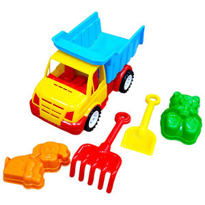 TOYBOLA Kids Beach Tipper Truck <b>Toy</b> <b>Set</b> with Rake Shovel Sand Molds-Plastic Sand Play in Mesh Bag - Product Image 1