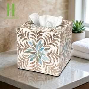 High Quality Handmade Mother Of Pearl Rectangular MOP Mosaic <b>Tissue</b> <b>Paper</b> Holder Box OEM Made In Vietnam - Product Image 1