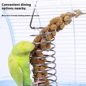 الفولاذ المقاوم للصدأ تغذية الطيور شنقا حديقة علف الببغاء حامل الغذاء مع سيخ الخضار سلة فواكه لاستخدام الطيور - Product Image 1