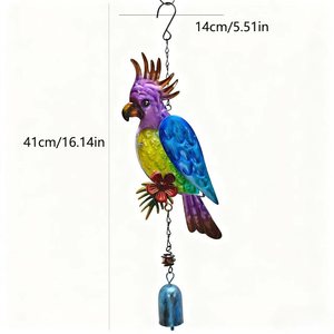 Yaratıcı Modern parlak kaplama Metal papağan rüzgar çan asılı cam boyalı açık bahçe balkon kolye - Product Image 5