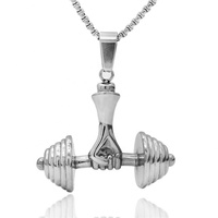 Collier pendentif haltère de musculation pour hommes et femmes, idéal pour le sport et les motards - Vente en gros