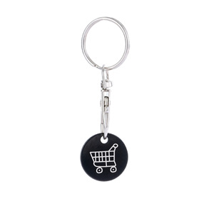 Porte-clés porte-jeton de chariot de supermarché en acier inoxydable léger avec logo personnalisé - Product Image 2