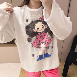 Franela 2025 Otoño e <span class=keywords><strong>Invierno</strong></span> mujer cuello redondo dibujos animados manga larga <span class=keywords><strong>pijamas</strong></span> estudiante <span class=keywords><strong>chica</strong></span> lindo <span class=keywords><strong>Pijamas</strong></span> - Product Image 3
