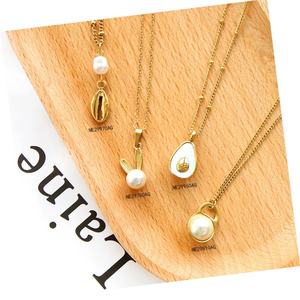 Collar de Perlas de Acero Inoxidable Simple con Colgante de Conejo 2023 a Precios Económicos, Colgantes Inalterables para Collar - Product Image 1