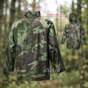MAINTAIN Camo Denim <b>Safari</b> Waterproof Rain <b>Jackets</b>-Long Length Detachable Hood & Custom Options - Product Image 2