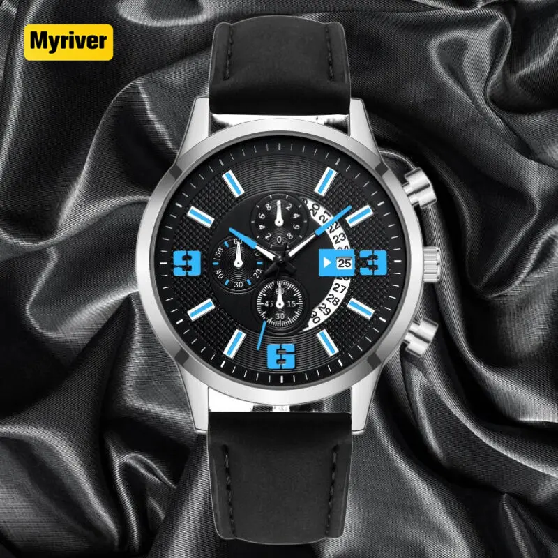 Myriver นาฬิกาควอตซ์สำหรับผู้ชาย, นาฬิกาควอทซ์2023หรูหราสไตล์อังกฤษสำหรับผู้ชายคลาสสิก