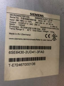 ไมโครมาสเตอร์ 430 รุ่น 6SE6430-2UD41-3FA0 ไดรฟ์ AC VFD 0-650Hz 132kW พร้อม PLC - Product Image 3