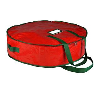 BSCI Fabrik Großhandel Hochwertige Wiederverwendbare Weihnachtsornament-Aufbewahrungstaschen Weihnachtskranz Runde Aufbewahrungshandtasche - Product Image 1