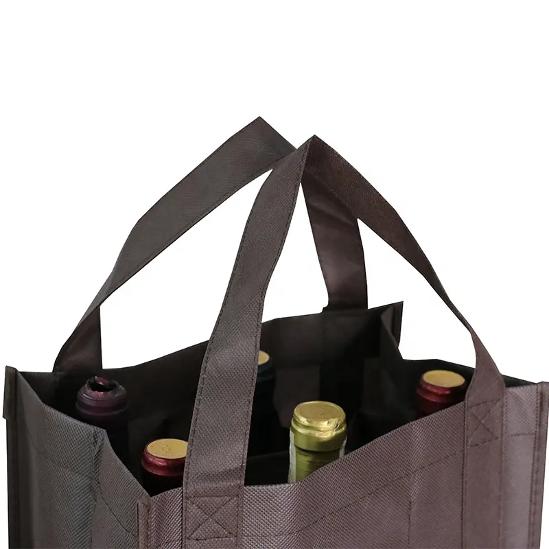 Özel logo baskılı dayanıklı kullanımlık promosyon 4 şişe 6 şişe olmayan dokuma şarap hediye çantası