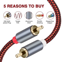 Câble adaptateur répartiteur audio stéréo Xput Dual 2 RCA mâle-mâle, cordon coaxial AV pour connexion d'amplificateur et d'enceintes audio domestiques