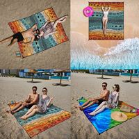 Tapis de plage personnel enroulable léger et durable à l'épreuve du sable à prix d'usine avec impression personnalisée et pochette portable