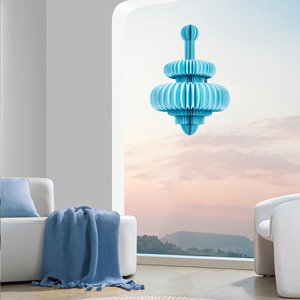 Sunbeauty-Décoration de chandelier suspendu en papier épais alvéolé de couleur turquoise moyenne Boule de décoration en papier recyclé - Product Image 1