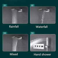 Système de douche en laiton haute pression effet pluie, avec douchette cascade intégrée, pour salle de bain, durable - Offre Spéciale
