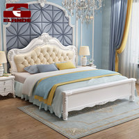Lit double style européen moderne et simple, sac en bois massif souple, de princesse, chambre principale, lit de rangement haute boîte