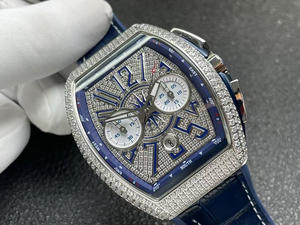 Montre mécanique automatique de luxe, de style classique, de haute qualité, noble, avec chronographe entièrement serti de diamants - Product Image 3