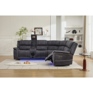 Fabricante de Sofás Esquineros Reclinables de Lujo con Masaje Eléctrico, Extensibles, con LED y Bluetooth para Cine en Casa - Product Image 4