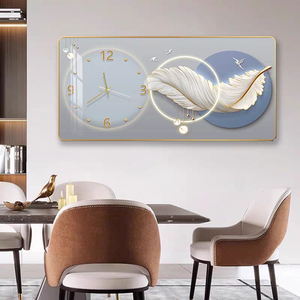 Sang trọng nhà hàng trang trí ngang đồng hồ treo tường lông khung hình ảnh Áp phích in sang trọng in pha lê sứ sơn - Product Image 4