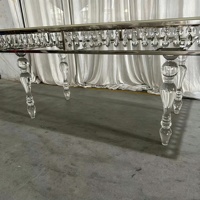 Nouvelle table rectangulaire en cristal électroplaqué pour événements de mariage, design industriel de luxe en acier inoxydable, pour banquets d'hôtel