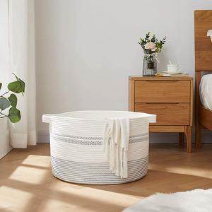 Laundry <b>basket</b>, storage <b>basket</b>, woven storage <b>basket</b>, <b>wardrobe</b> storage <b>basket</b>, cotton rope, cotton linen, export <b>basket</b>, - Product Image 3