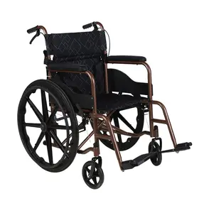 Fauteuil roulant pliant portable de haute qualité en acier épais fauteuil roulant manuel à double support épaissi pour personnes handicapées