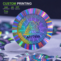 Étiquette de sécurité holographique personnalisée en PET, autocollant de validation circulaire arc-en-ciel avec numérotation séquentielle, sceau de marque anti-contrefaçon