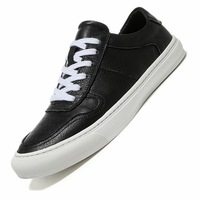 Chaussures plates décontractées en cuir véritable pour hommes, respirantes, à lacets, semelle extérieure en caoutchouc résistante à l'usure, chaussures de skate OEM