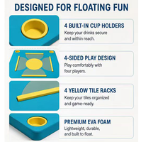 Table de Mahjong flottante personnalisée en EVA pour jeux aquatiques en lacs/rivières, 4 personnes, pliable, écologique, jeu de loisirs en plein air