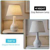 Lampe de table en céramique rustique en terre cuite avec abat-jour en tissu, lampe de chevet pour chambre à coucher, salon, entrée