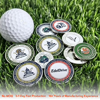Marqueur de balle de golf magnétique personnalisé OEM en métal, élégant, avec petite pince pour chapeau de sport, noir mat, logo gravable au laser, pour marque ODM