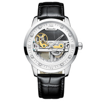 Montre mécanique automatique squelette de luxe pour homme Tianbo, bracelet en cuir, tendance sportive, aiguille de 20 mm