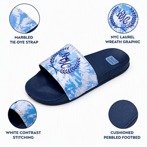OEM Custom Logo EVA <strong>Navy</strong> Tie-Dye Strap NYC Laurel Wreath Wave Zone Urban Summer Beach BSCI <strong>Slides</strong> - Product Image 2