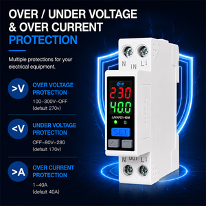 <span class=keywords><strong>Relais</strong></span> de protection de tension et de courant JIUJI 40A sur rail DIN, protection contre les surtensions et les sous-tensions 100 à 300V, 80 à 280V, avec fonction de temporisation à l'activation et de rappel d'alarme - Product Image 3