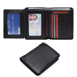 Retro Genuine Leather <b>Wallet</b> <b>For</b> <b>Men</b> <b>RFID</b> Anti Theft Multi Card Slot Short Tri Fold <b>Wallet</b> Everyday Outfits - Product Image 3