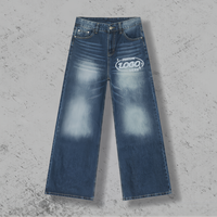 Baggy à jambes larges avec logo personnalisé du fabricant Pantalon en denim pour hommes de créateur Jeans délavés à l'acide dans la rue pour hommes