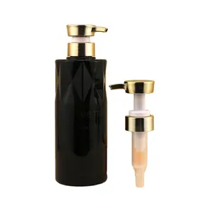 Plastic PP Black Transparent Lotion Dispenser Shampoo Bottle With 33/410 Gold Lotion Pump