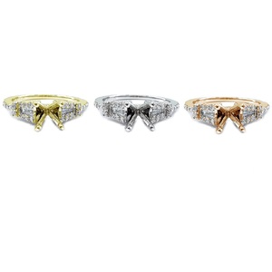 Bijoux d'usine directe Logo personnalisé de haute qualité en or blanc massif 18 carats en forme de diamant véritable monture de bague de mariage moderne pour femmes - Product Image 4