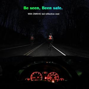 USB Wiederauf ladbare LED-Licht weste Hohe Sichtbarkeit Anpassbares Logo Nylon Polyester Fahrwerk jacke Einstellbar Reflektierend - Product Image 6