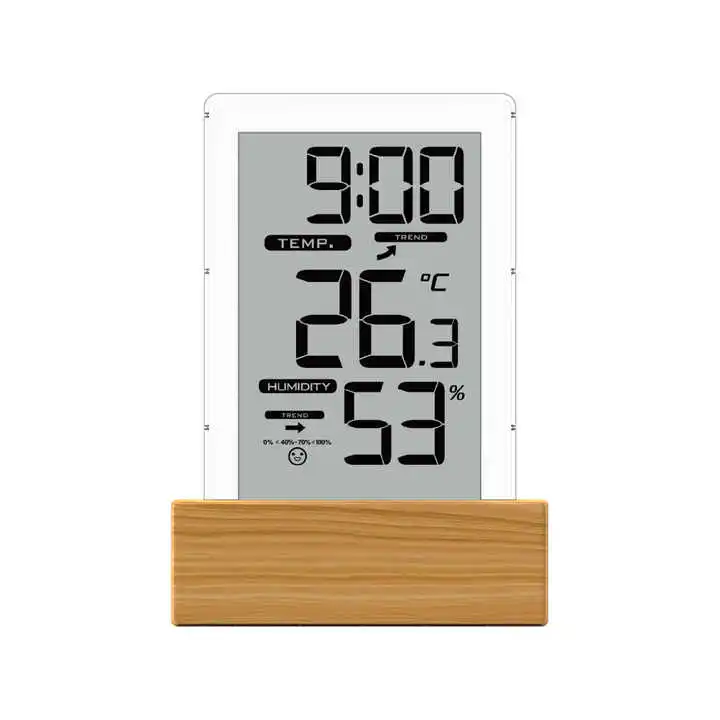 Fabriek Hete Verkoop Digitale Bureauklok Slimme Mute Klok Display Temperatuur Kalender Snooze Licht Hout Wekker