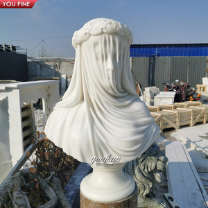 <span class=keywords><strong>Marbre</strong></span> naturel Décoratif D'intérieur Dame Voilée Statues de Buste - Product Image 6