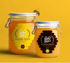 Tarros de miel autoadhesivos personalizados, tapas de botellas, etiquetas adhesivas de impresión de papel laminado para embalaje de alimentos - Product Image 1
