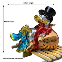 Vente Flash : Sculpture de Canard Porte-Monnaie en Fibre de Verre Électroplaquée Taille Réelle, Design Animalier Pop Art pour Décoration Intérieure