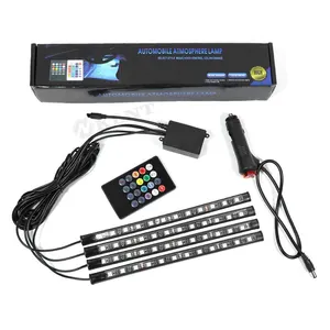 Tiras de luzes de carro 12v 5050 rgb smd, atmosfera interna, 12 led