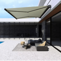 Auvents de terrasse extérieurs électriques, imperméables, en aluminium, à cassette intégrale, avec bras pliants, motorisés et rétractables