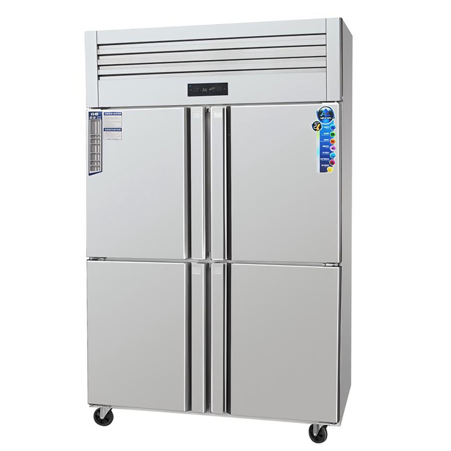 Commercial Grade 4-Door Stainless Steel Fridge Freezer with Dual Temperature Zones Large Kitchen Storage