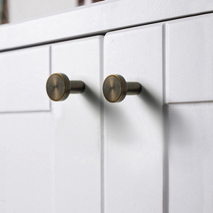 DOOROOM Bronze Round Brass <strong>Door</strong> Handle Cabinet <strong>Knob</strong> Button Furniture Handle Dresser Drawer Pulls - Product Image 3